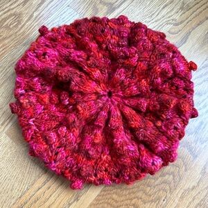 Handmade popcorn bauble beret red burgundy